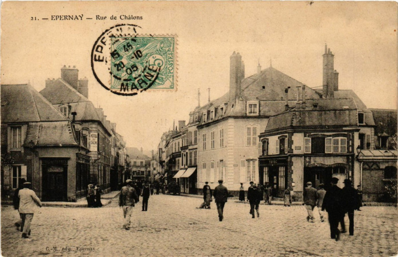 Carte postale ancienne Epernay - Rue de Chalons à Épernay