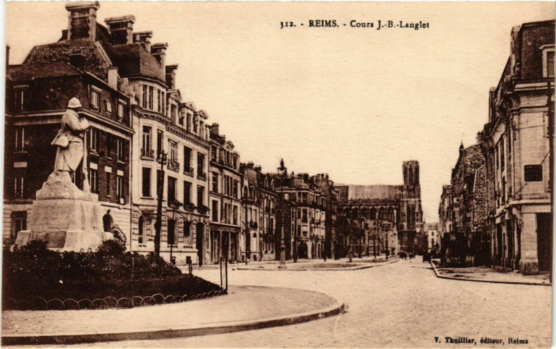 Carte postale ancienne Reims - Cours J B Langler à Reims