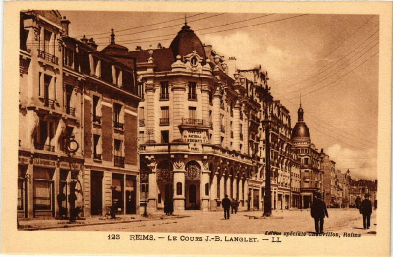 Carte postale ancienne Reims - Le Cours J B Langlet à Reims