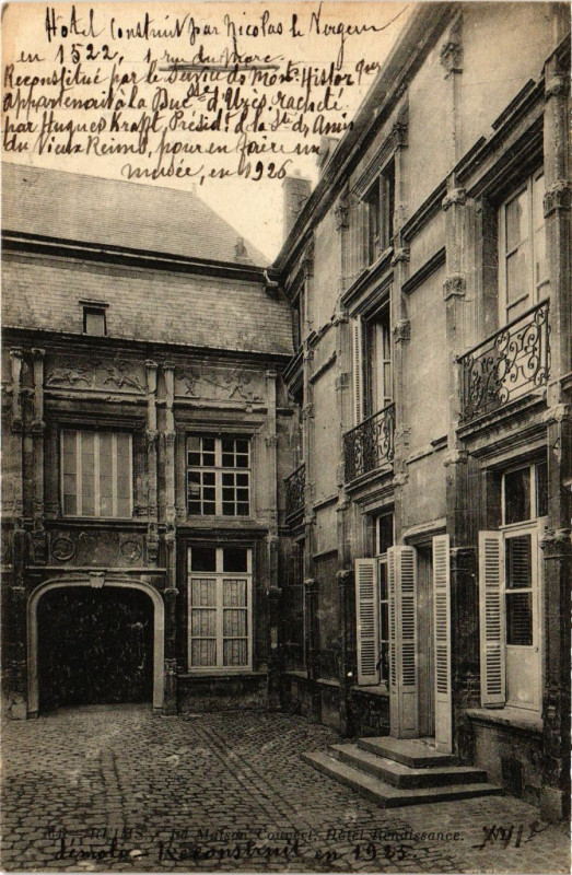 Carte postale ancienne Reims - La Maison Couvert - Hotel Renaissance à Reims