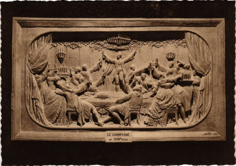 Carte postale ancienne Le Champagne au Xviii s. Bas-relief sculpté dans la craie