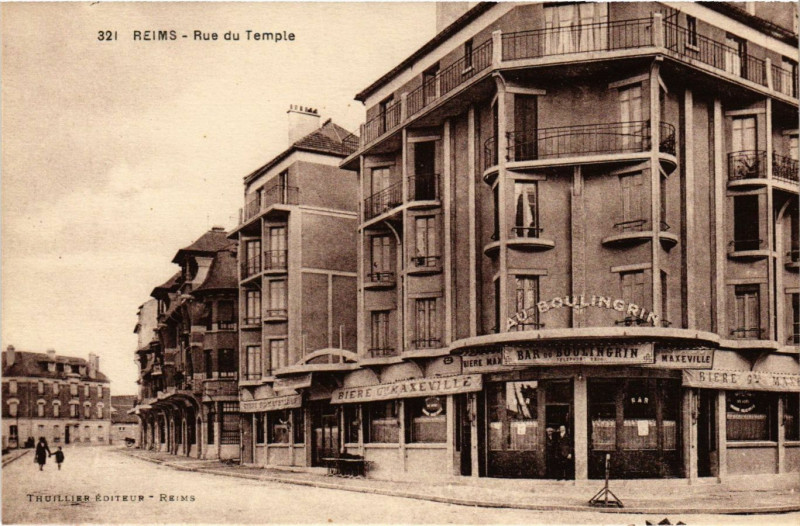 Carte postale ancienne Reims - Rue du Temple à Reims