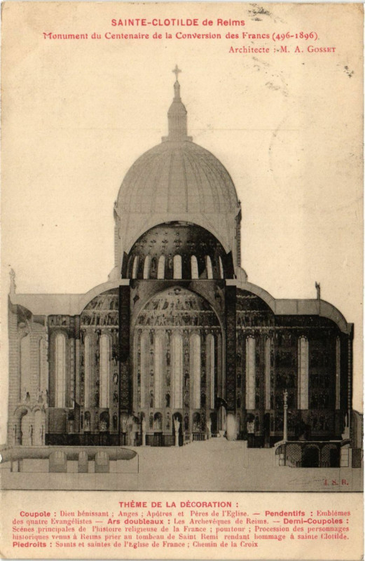 Carte postale ancienne Sainte-Clotilde de Reims - Monument du Centenaire de la Conversion à Reims