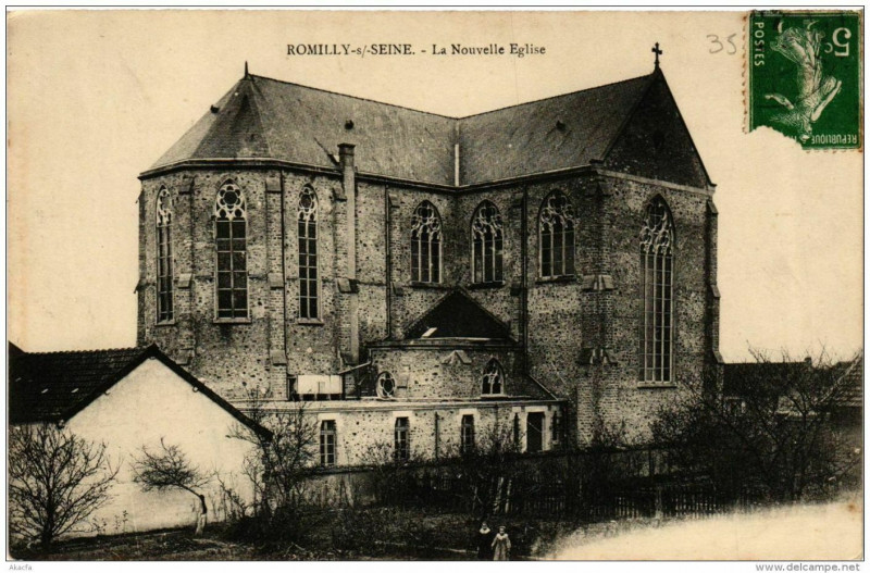 Carte postale ancienne Romilly-sur-Seine La Nouvelle Eglise à Romilly-sur-Seine