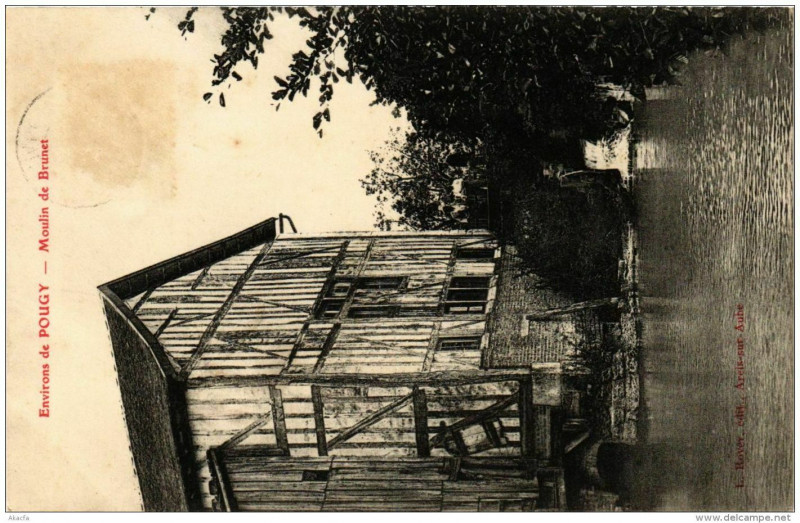 Carte postale ancienne Env. de Pougy Moulin de Brunet à Pougy