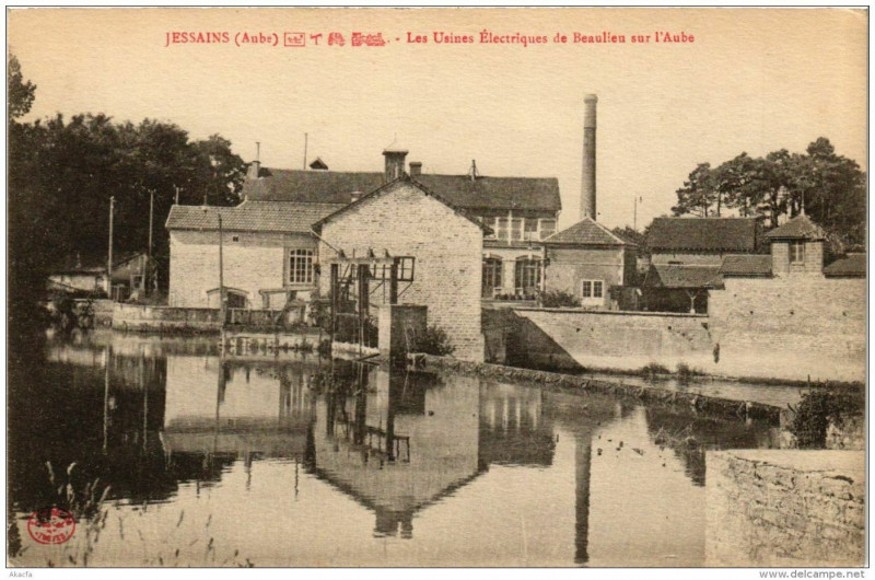 Carte postale ancienne Jessains Les Usines Electriques de Beaulieu sur l'Aube à Jessains