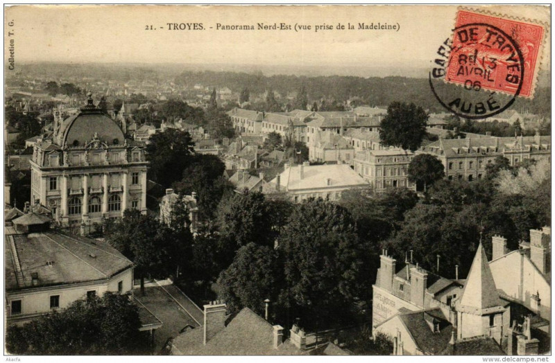 Carte postale ancienne Troyes Panorama Nord-Est à Troyes