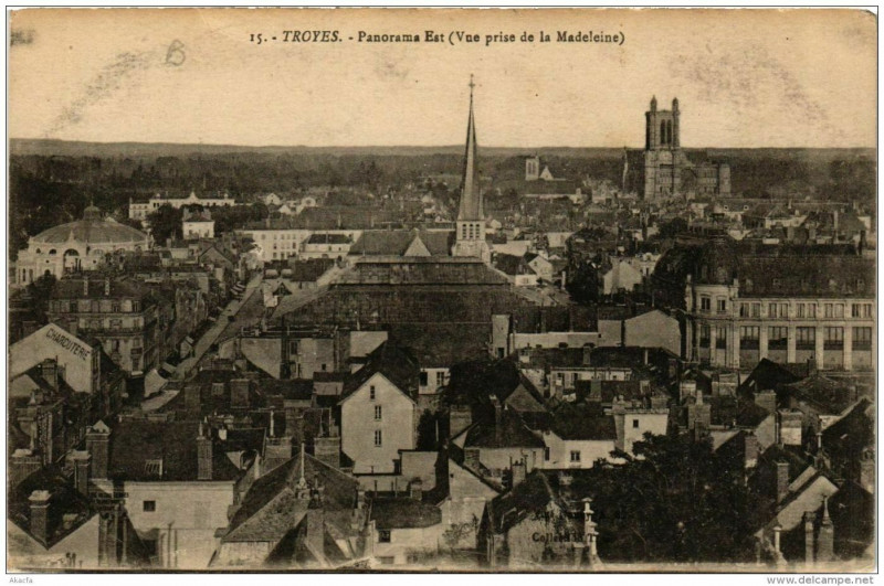 Carte postale ancienne Troyes Panorama Est à Troyes