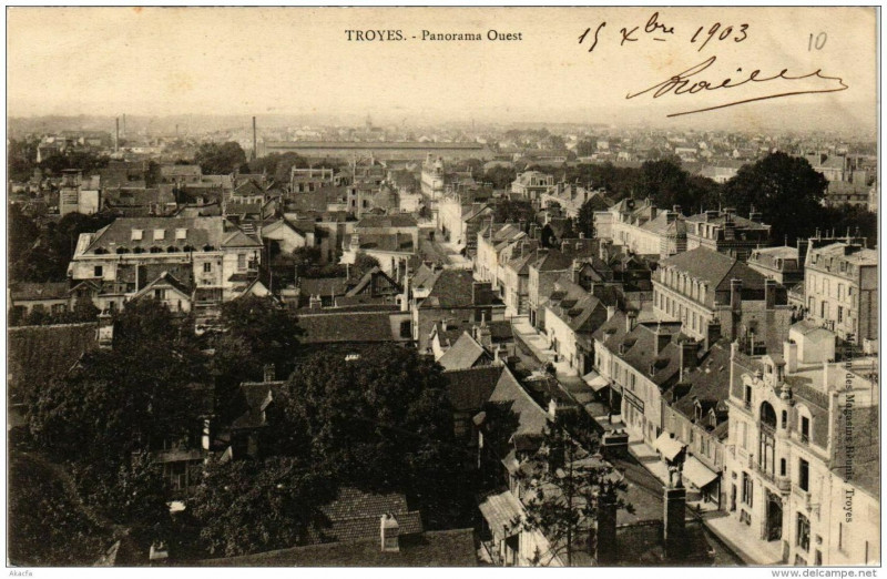 Carte postale ancienne Troyes Panorama Ouest à Troyes