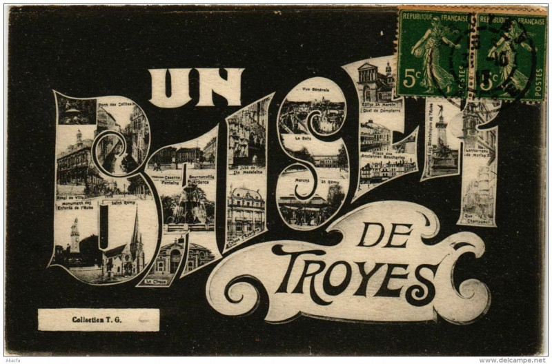 Carte postale ancienne Troyes Un Baiser de Troyes à Troyes