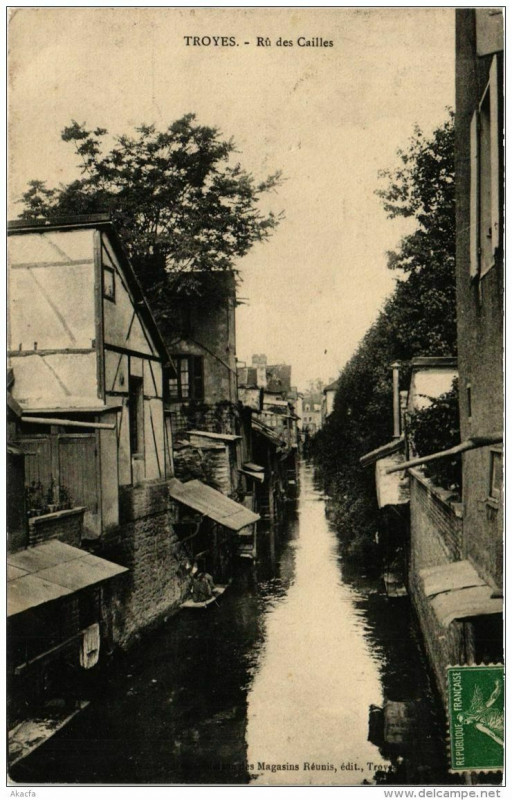 Carte postale ancienne Troyes Ru des Cailles à Troyes