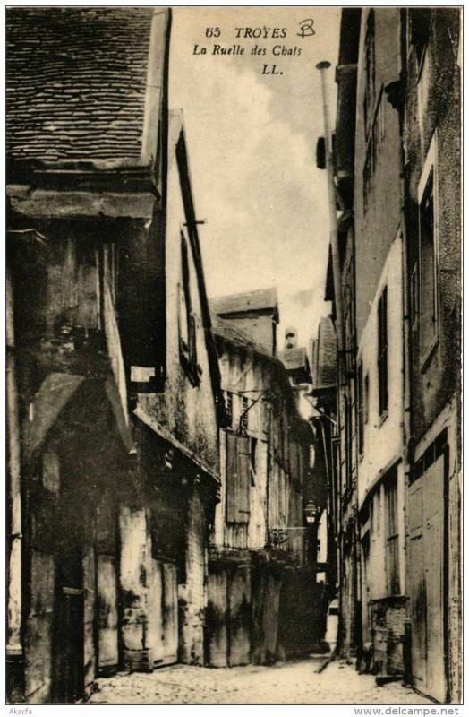 Carte postale ancienne Troyes La Ruelle des Chats à Troyes