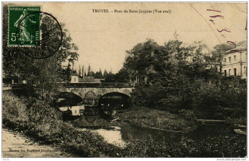 Carte postale ancienne Troyes Pont de Saint-Jacques à Troyes