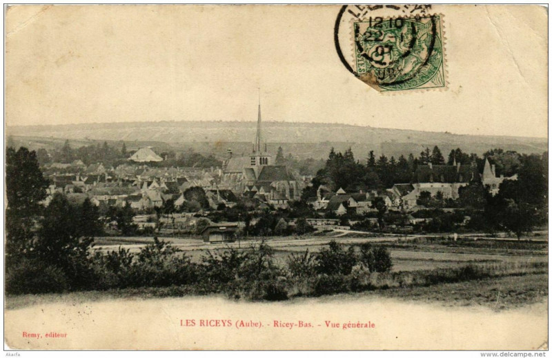 Carte postale ancienne Les Riceys Ricey-Bas Vue generale aux Riceys