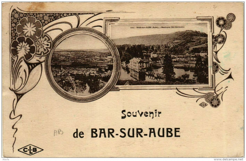 Carte postale ancienne Bar-sur-Aube Souvenir à Bar-sur-Aube