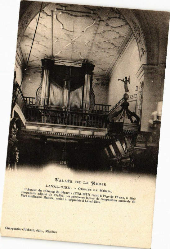 Carte postale ancienne Vallée de la Meuse - Laval-Dieu - Orgues de Méhul ..