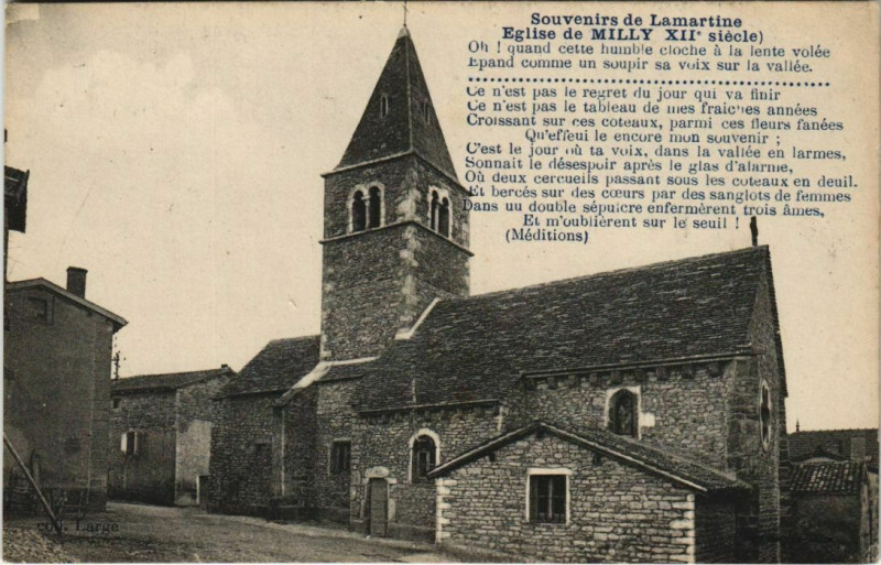 Carte postale ancienne Milly-Lamartine Eglise de Milly à Milly-Lamartine