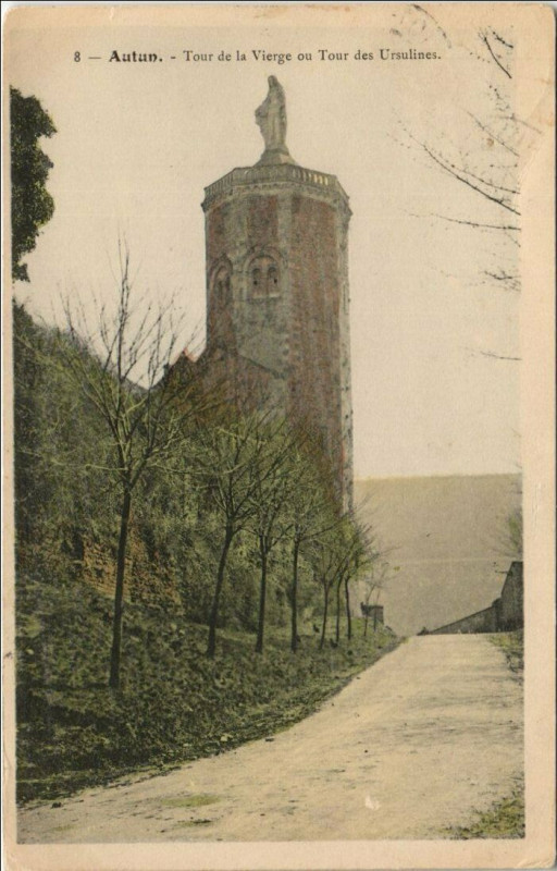 Carte postale ancienne Autun Tour de la Vierge ou Tour des Usulines à Autun