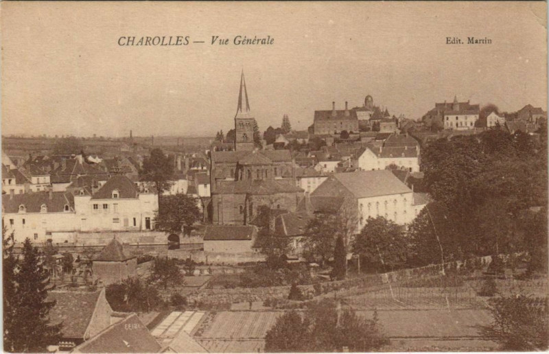 Carte postale ancienne Charolles Vue Generale à Charolles
