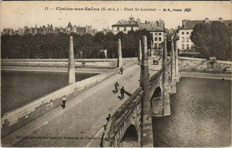 Carte postale ancienne Chalon-sur-Saone Pont Saint-Laurent