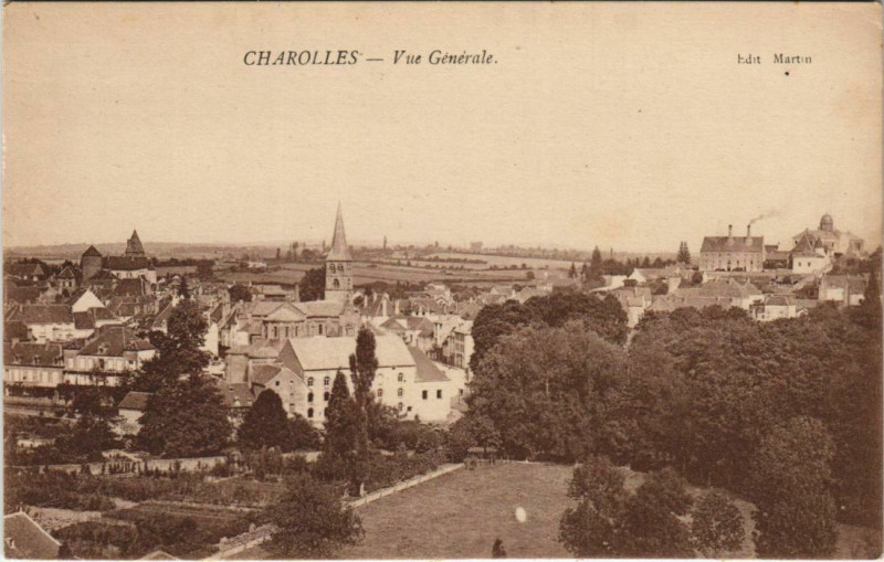 Carte postale ancienne Charolles Vue Generale à Charolles