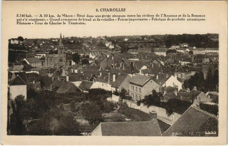 Carte postale ancienne Charolles Vue Generale à Charolles