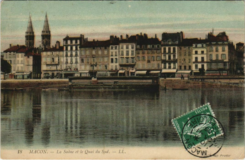 Carte postale ancienne Macon La Saone et le Quai du Sud