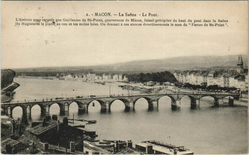 Carte postale ancienne Macon La Saone - Le Pont