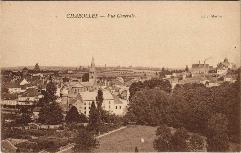 Carte postale ancienne Charolles Vue Generale à Charolles
