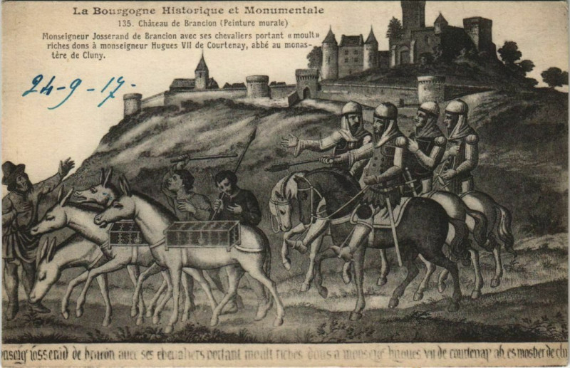 Carte postale ancienne Chateau de Brancion - Peinture Murale