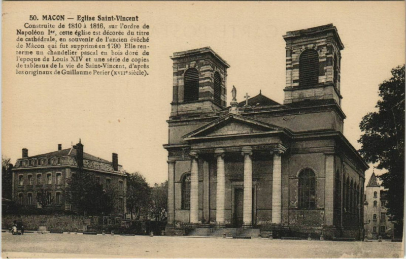 Carte postale ancienne Macon Eglise Saint-Vincent