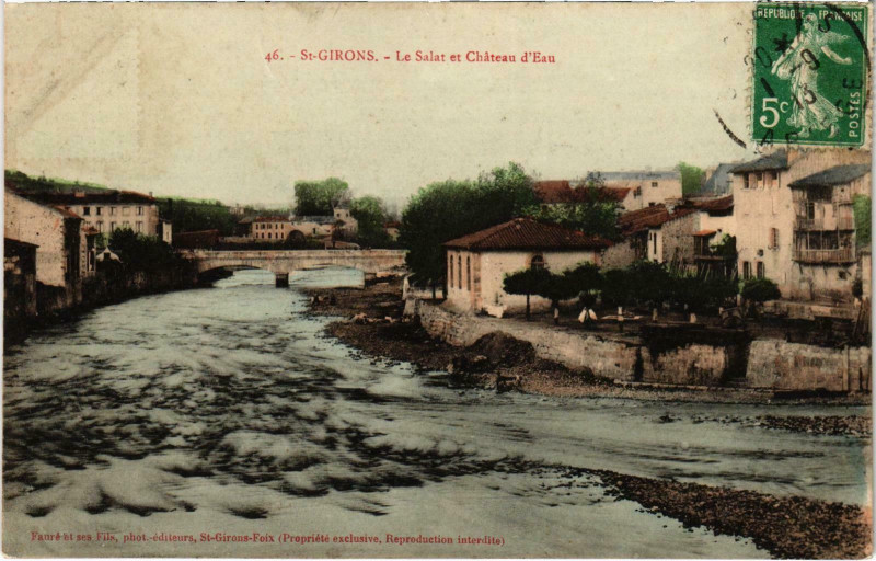 Carte postale ancienne Saint-Girons Le Salat Ariege à Saint-Girons