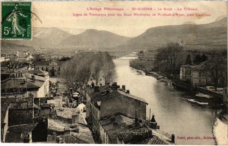Carte postale ancienne Saint-Girons Le Salat Ariege à Saint-Girons