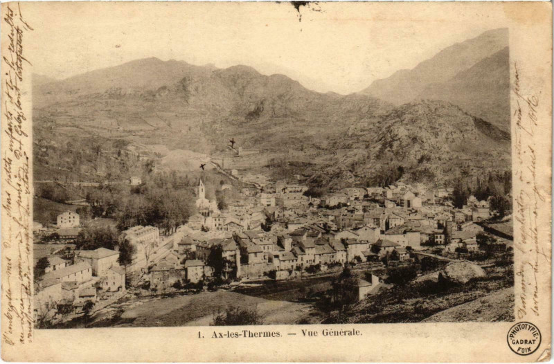 Carte postale ancienne Ax-les-Thermes Vue générale Ariege à Ax-les-Thermes