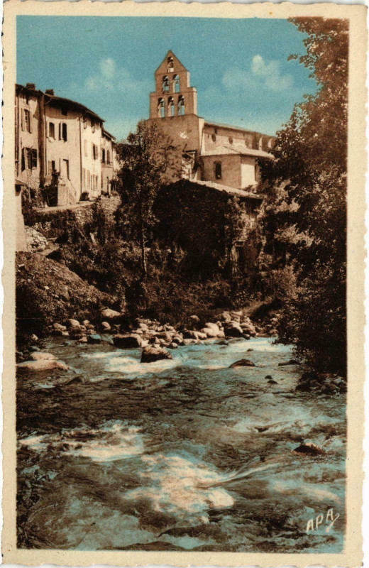 Carte postale ancienne Montferrier Le Clocher Ariege à Montferrier