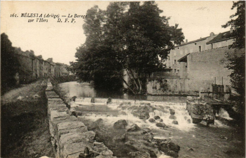 Carte postale ancienne Belesta (Ariege) - Le Barage sur l'Hers à Bélesta