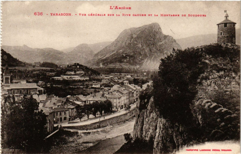 Carte postale ancienne L'Airege - Tarascon - Vue générale sur la Rive Gauche et la ..