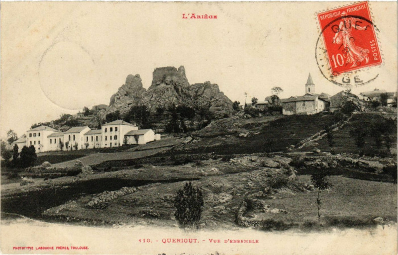 Carte postale ancienne Le Airege - Querigut - Vue d'ensemble à Quérigut