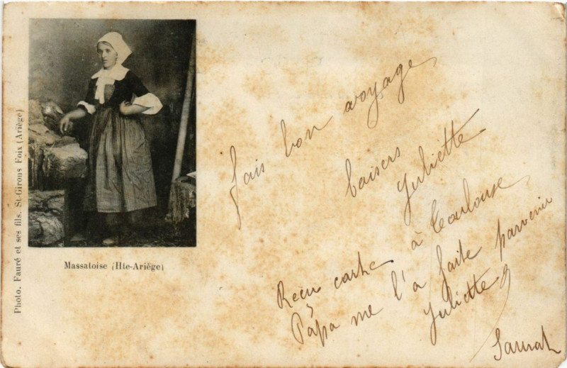 Carte postale ancienne Massatoise (Hte-Ariege) à Massat