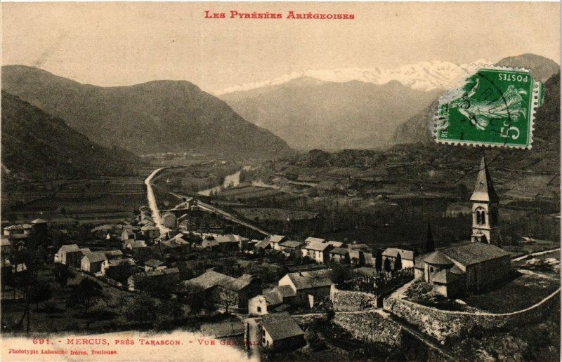 Carte postale ancienne Les Pyrénées Ariegeoises - Mercus pres Taracom - Vue générale