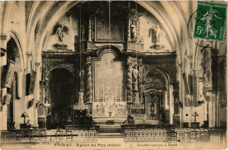 Carte postale ancienne Figeac Eglise du Puy à Figeac