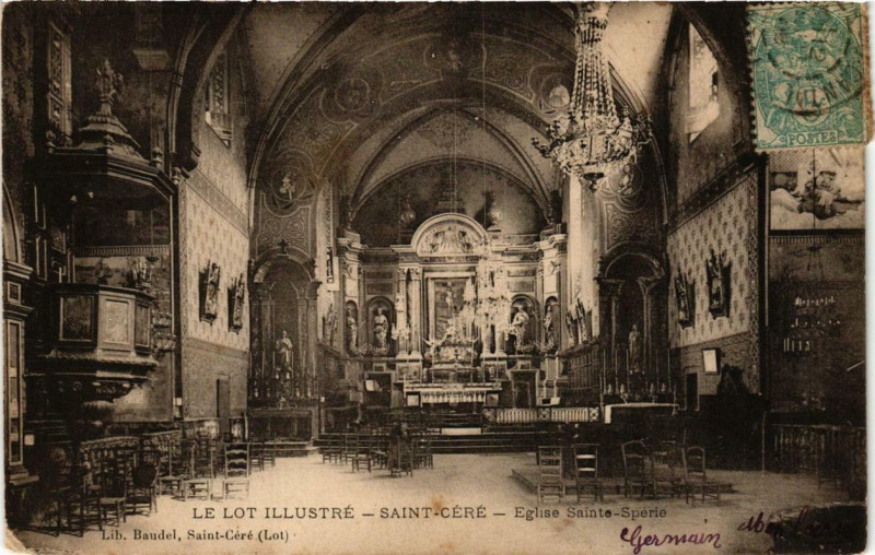 Carte postale ancienne Saint-Cere Eglise Sainte-Spérie à Saint-Céré