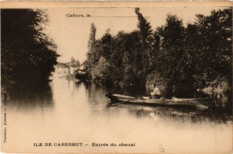 Carte postale ancienne Cahors Ile de Cabessut Entrée du chenal à Cahors