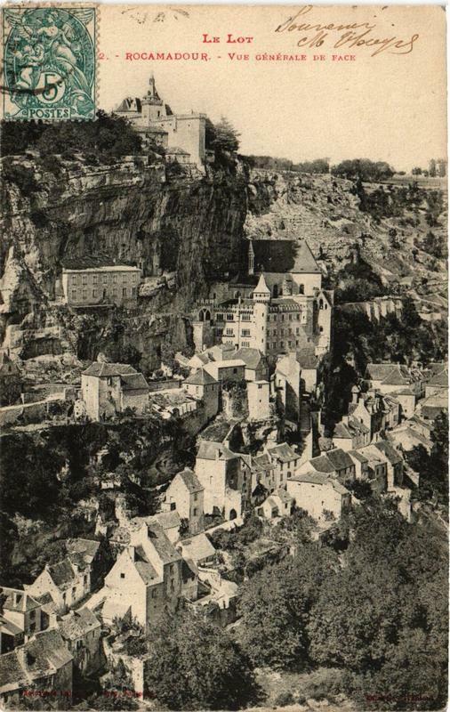 Carte postale ancienne Rocamadour Vue générale de Face à Rocamadour