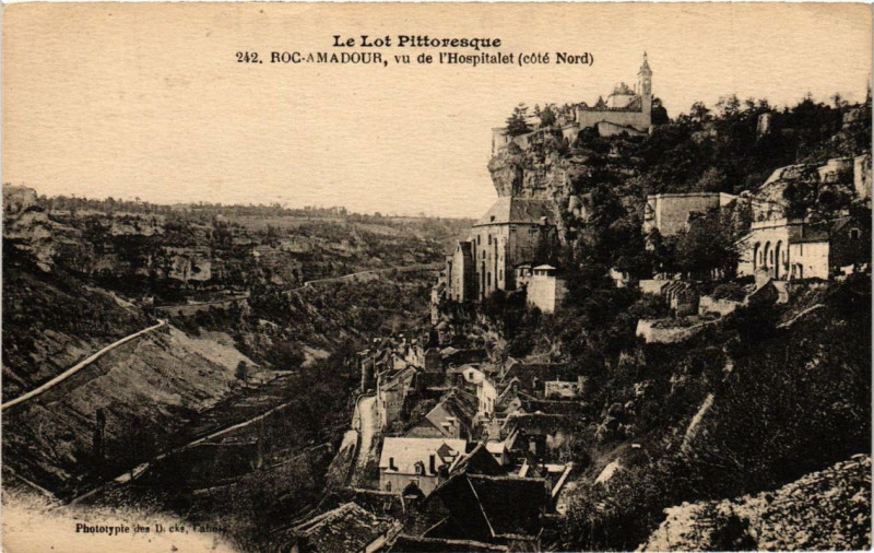Carte postale ancienne Rocamadour vu de l'Hospitalet à Rocamadour