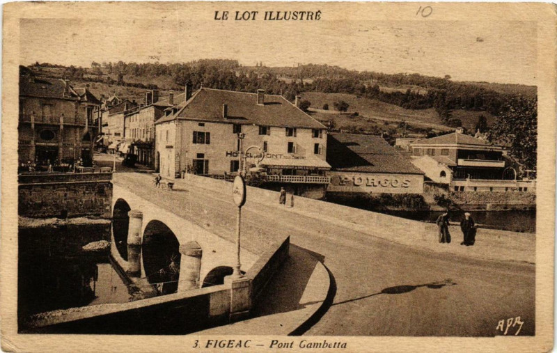 Carte postale ancienne Figeac Pont Gambetta à Figeac