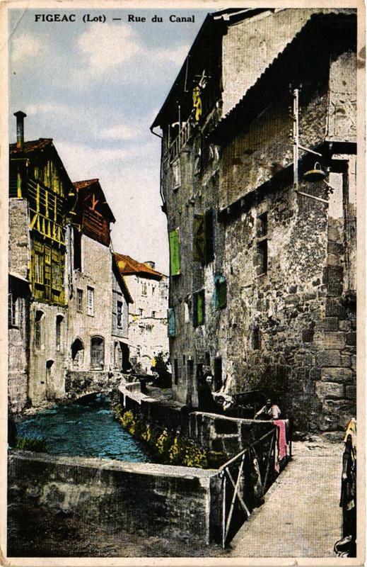 Carte postale ancienne Figeac Rue du Canal à Figeac