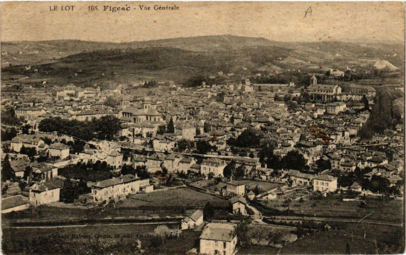 Carte postale ancienne Figeac Vue générale à Figeac