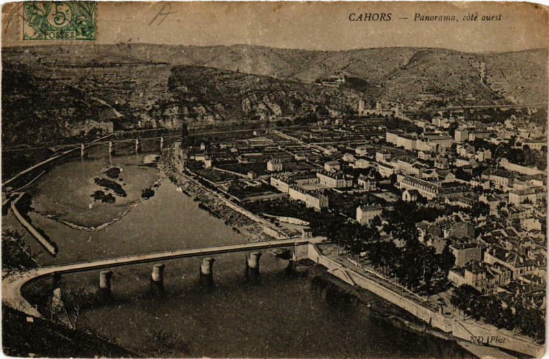 Carte postale ancienne Cahors Panorama cote ouest à Cahors