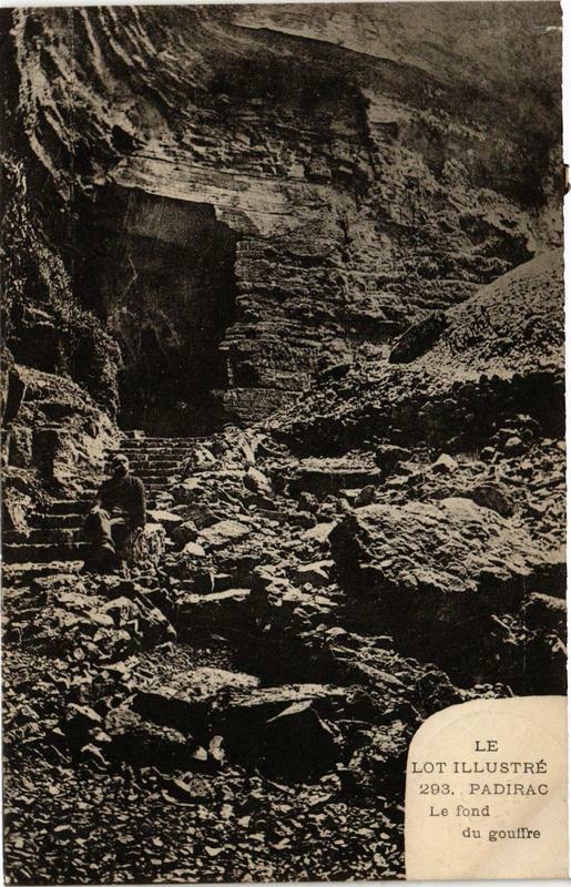 Carte postale ancienne Padirac Le fond du gouffre à Padirac